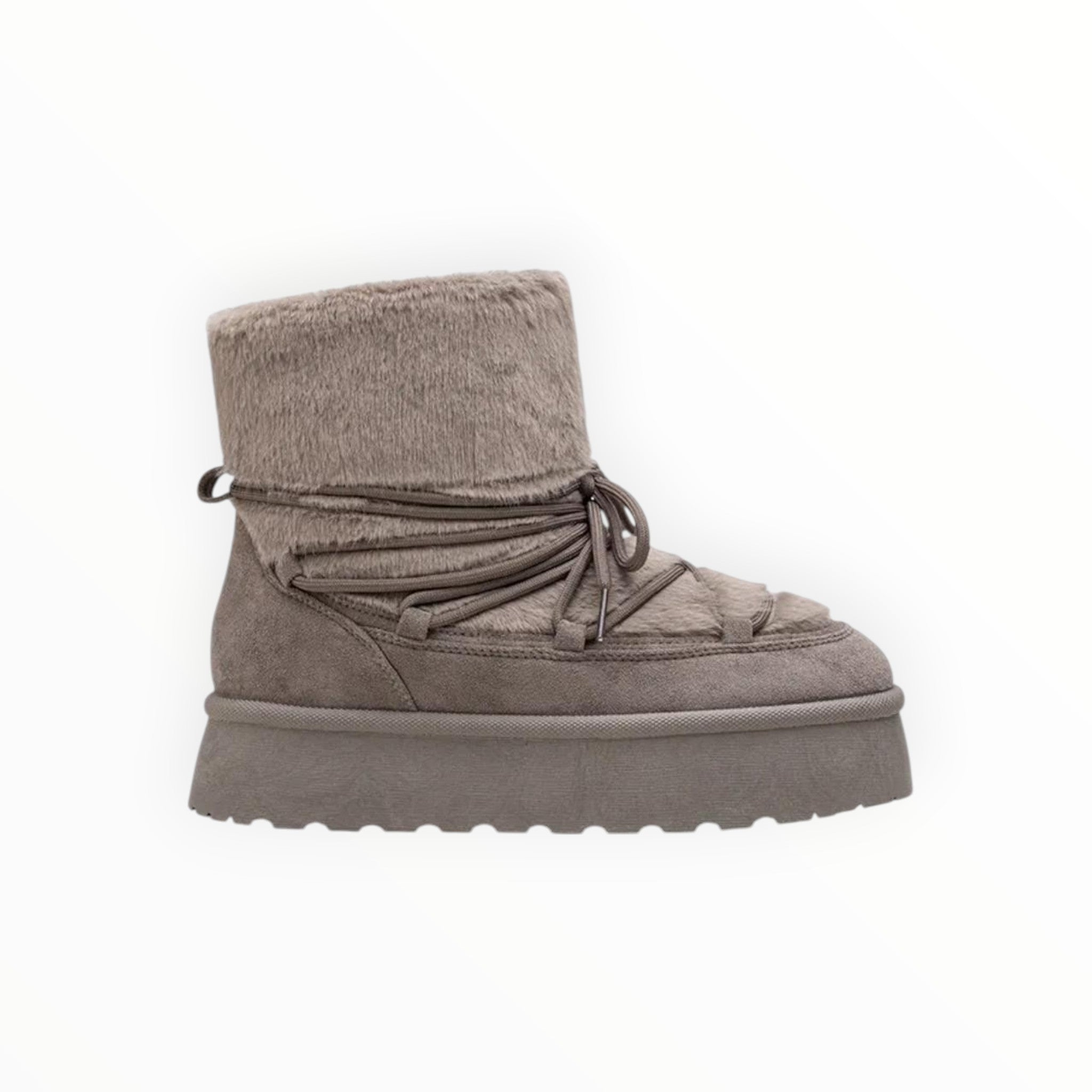 Bottines Plateforme Après-Ski Fausse Fourrure Lacets Croisés – LADY GLORY - Chaussure Femme - LADY GLORY