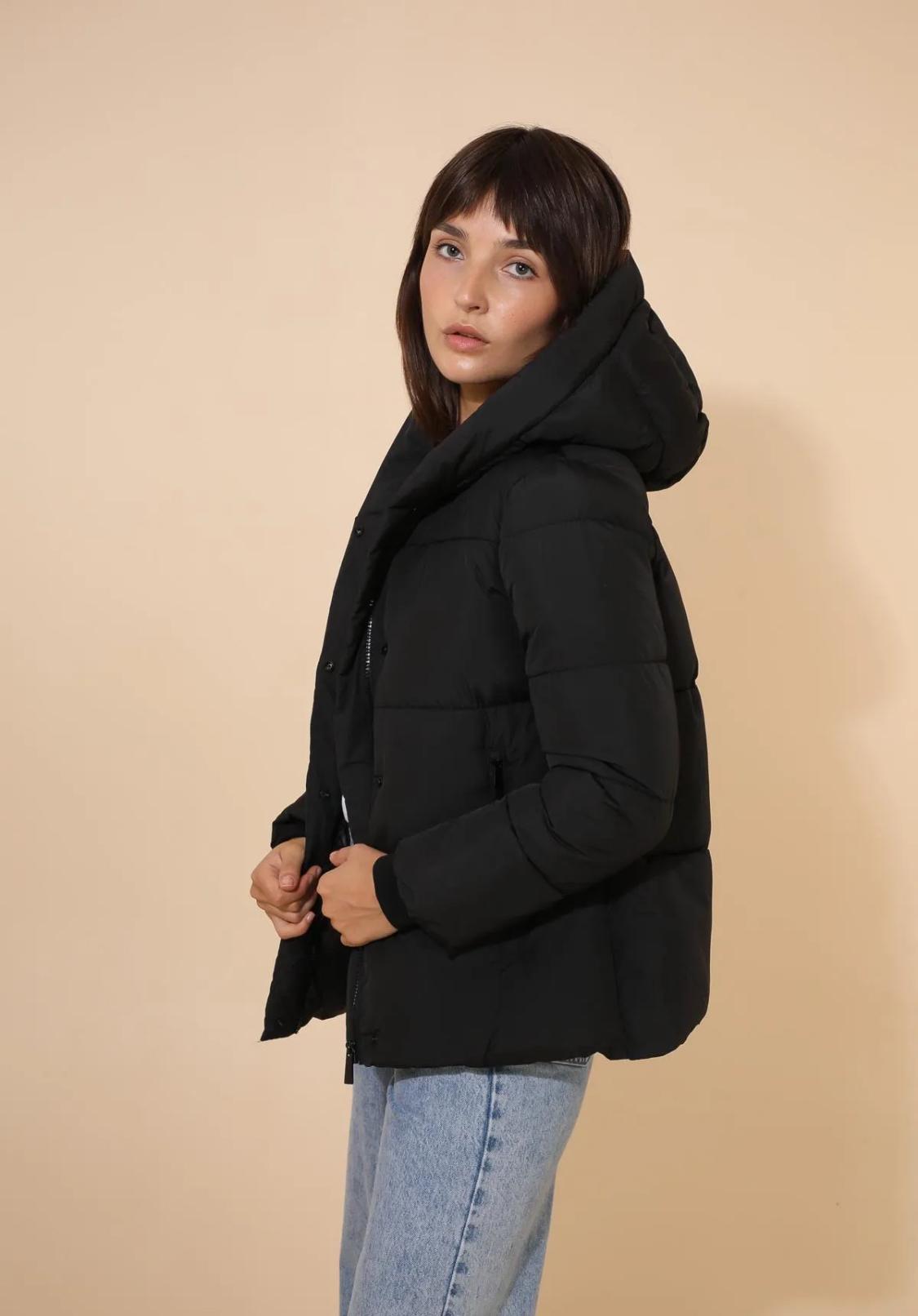 Doudoune courte capuche bord côtes Attrait Paris - Manteaux Femme - ATTRAIT PARIS