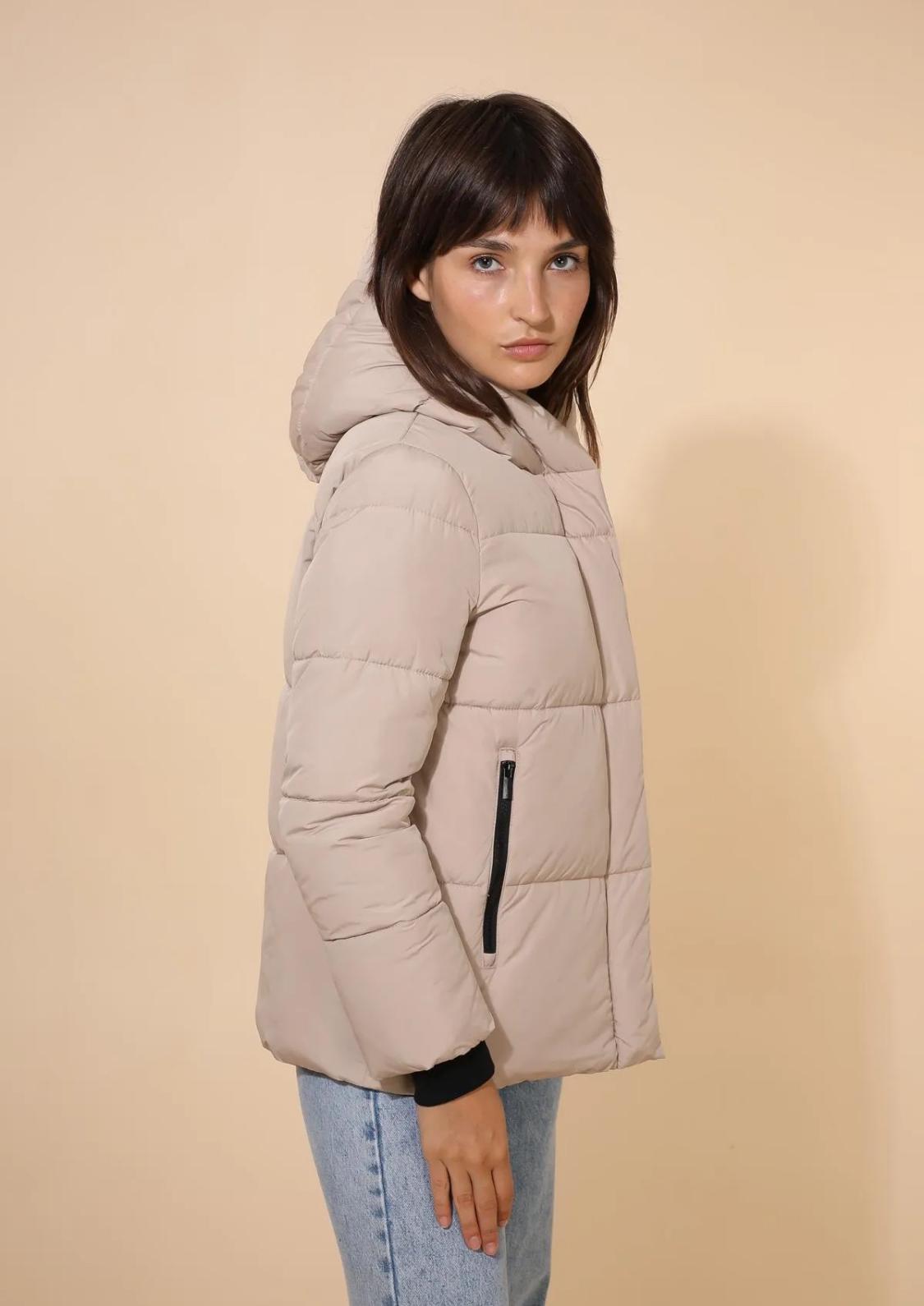 Doudoune courte capuche bord côtes Attrait Paris - Manteaux Femme - ATTRAIT PARIS