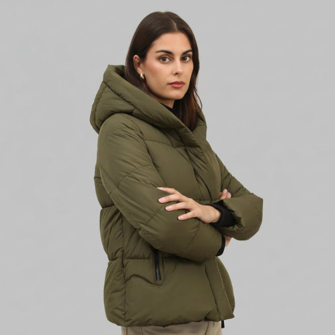 Doudoune courte capuche bord côtes Attrait Paris