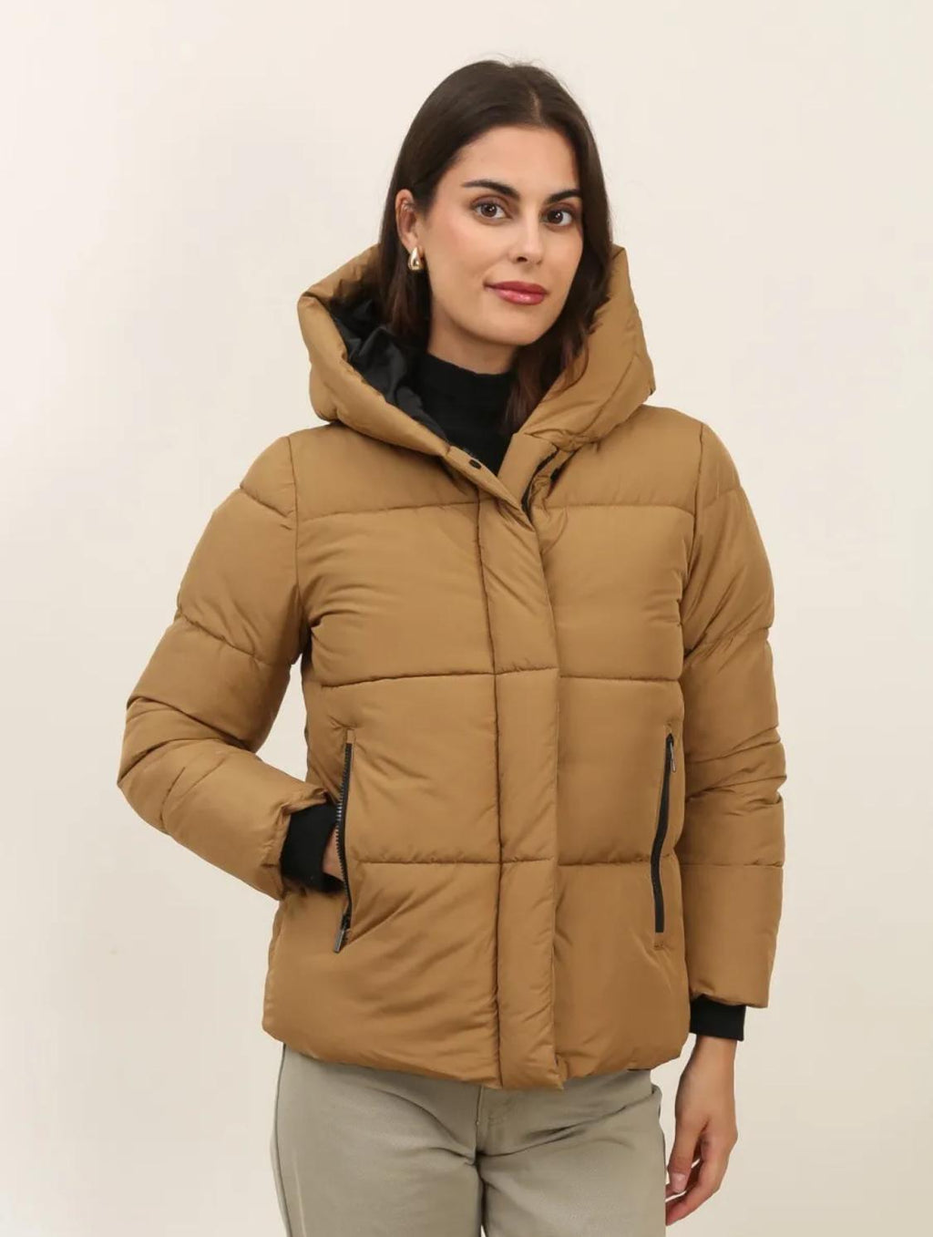 Doudoune courte capuche bord côtes Attrait Paris - Manteaux Femme - ATTRAIT PARIS
