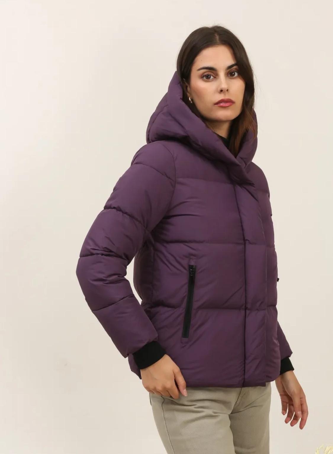 Doudoune courte capuche bord côtes Attrait Paris