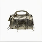 Sac à main Capucine Large LOUISA LEE en cuir irisé doré, fabrication italienne, idéal pour ordinateur portable.