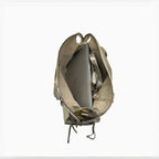 Sac à main Capucine Large LOUISA LEE en cuir irisé doré, doublure textile, idéal pour ordinateur portable. Fabrication italienne.