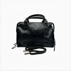 Sac à main noir en cuir irisé LOUISA LEE Capucine Large, fabrication italienne, idéal pour ordinateur portable.