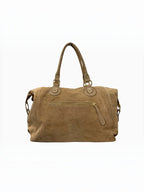 Sac à main BROCK LOUISA LEE Big Gabrielle en cuir suède beige avec poche zippée et anses robustes