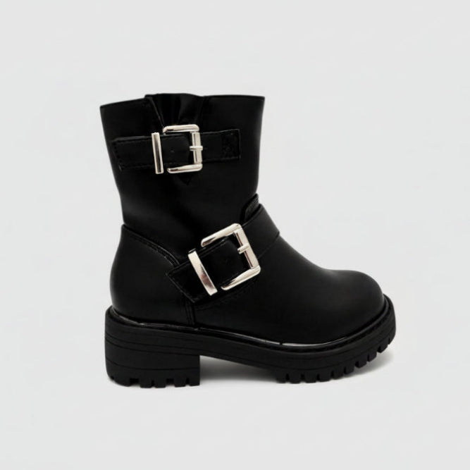 Bottines Enfant Simili Cuir Boucles Métalliques Semelle Crantée – KID'S POP