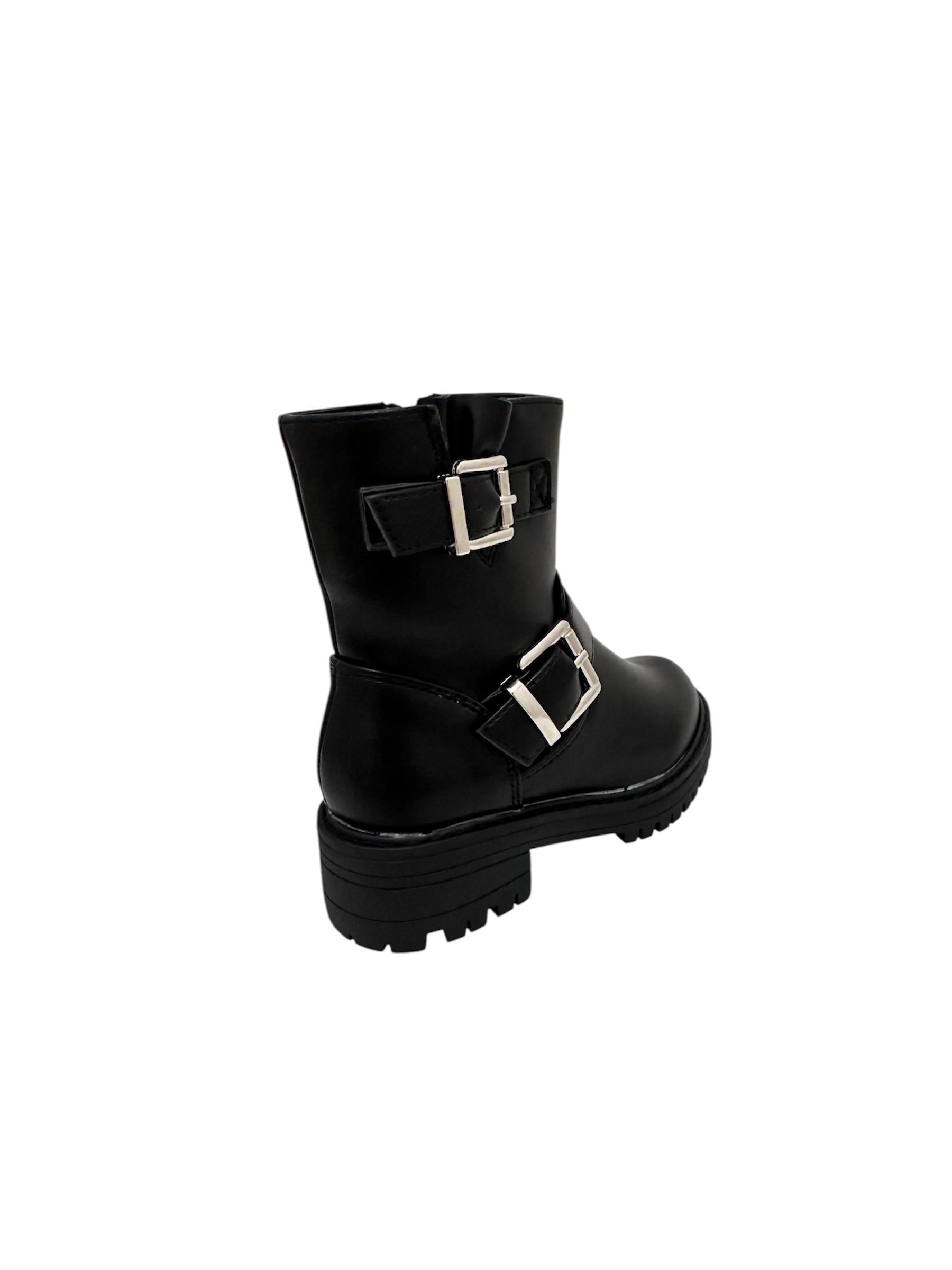 Bottines Enfant Simili Cuir Boucles Métalliques Semelle Crantée – KID'S POP