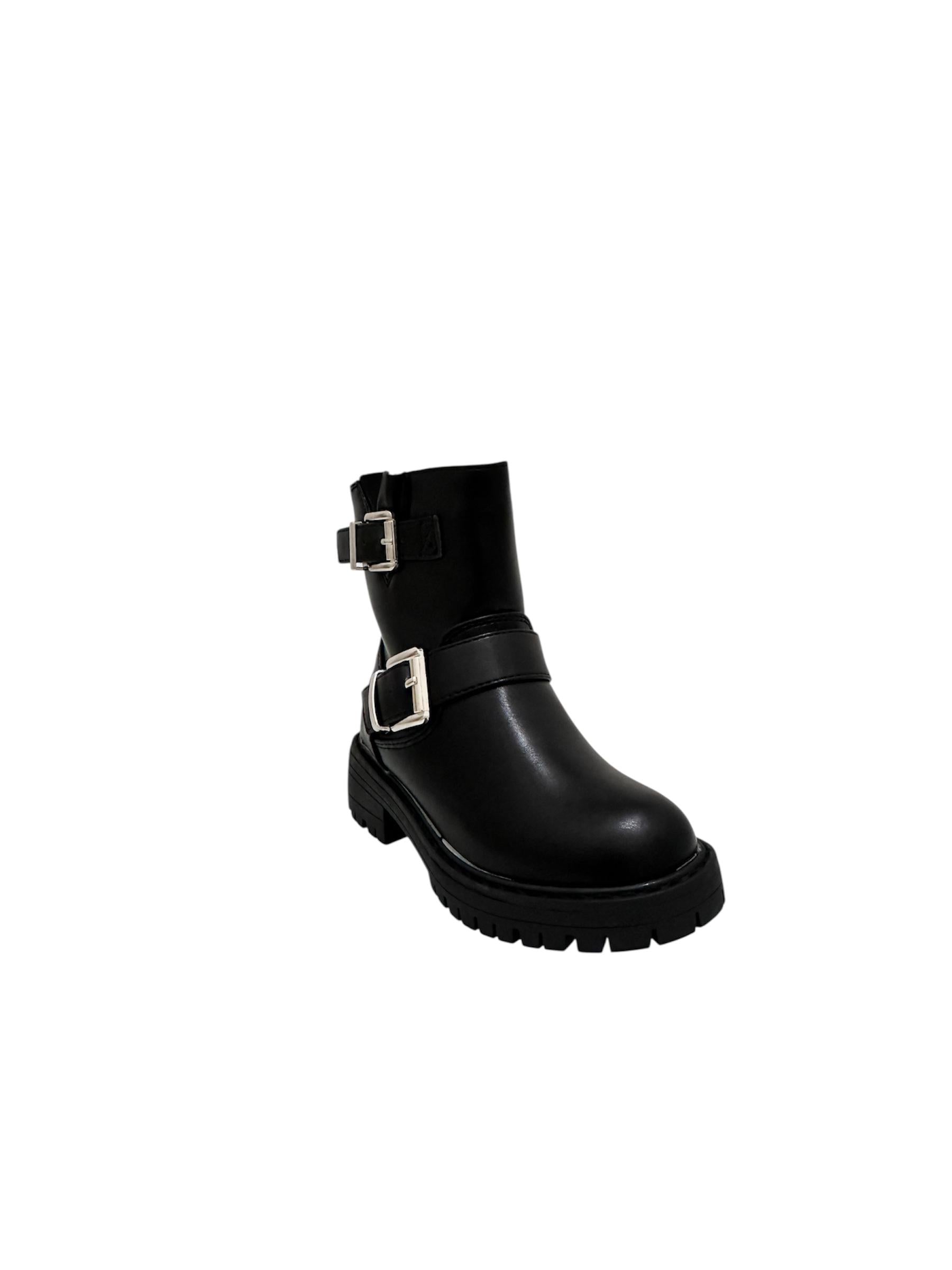 Bottines Enfant Simili Cuir Boucles Métalliques Semelle Crantée – KID'S POP