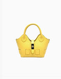 Petit sac bandoulière jaune en cuir véritable SUIE VALENTINI, fabriqué à la main en Italie avec fermoir élégant.