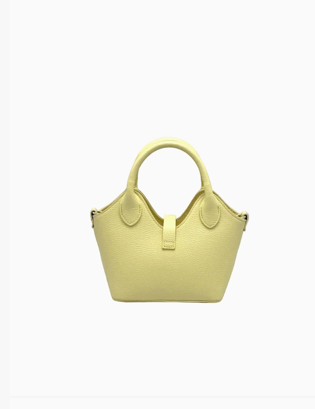 Petit sac bandoulière  en cuir véritable jaune SUIE VALENTINI, fabriqué à la main en Italie avec anse élégante.
