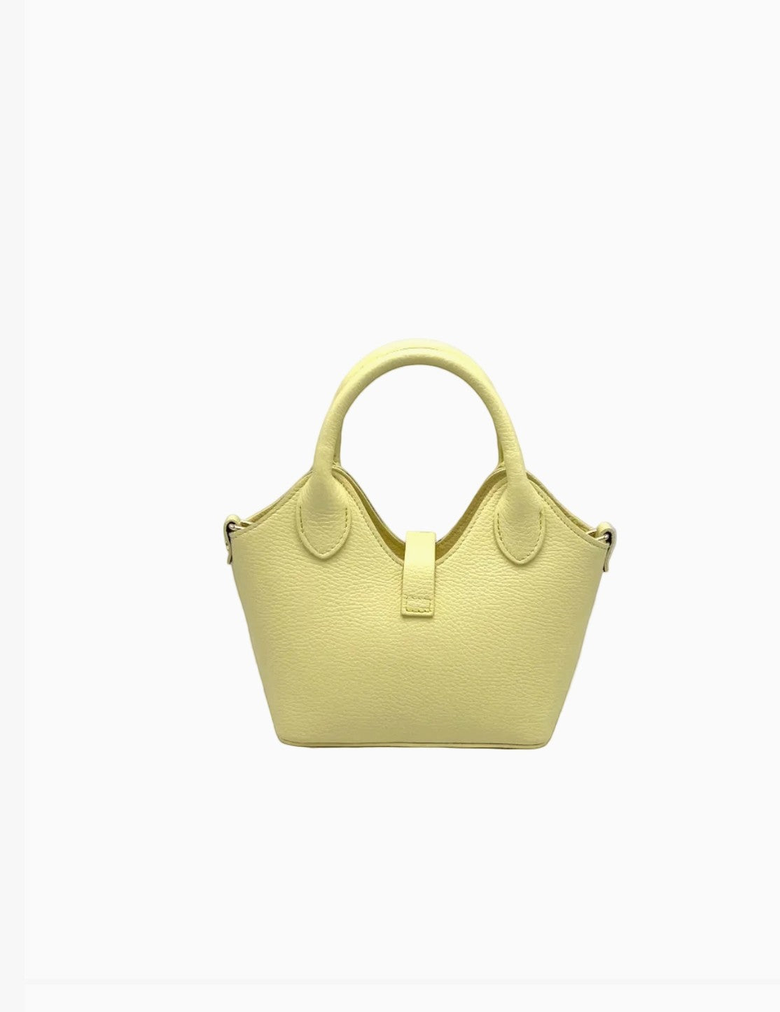 Petit sac bandoulière  en cuir véritable jaune SUIE VALENTINI, fabriqué à la main en Italie avec anse élégante.
