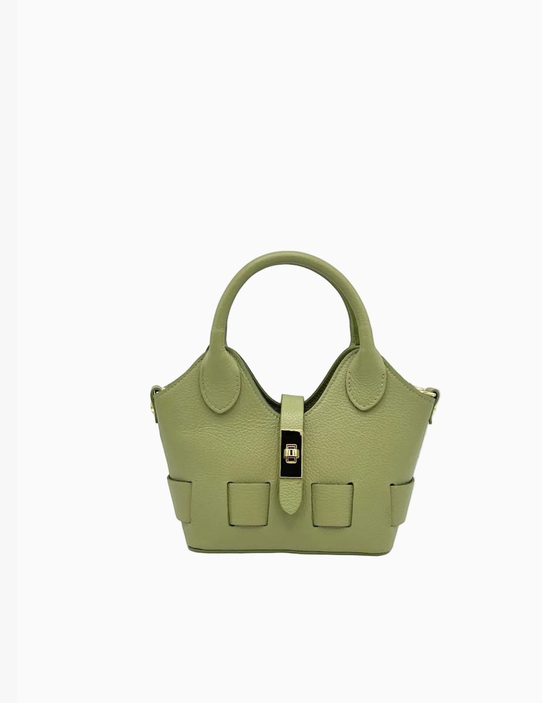Petit sac bandoulière vert en cuir véritable SUIE VALENTINI, fabriqué main en Italie,