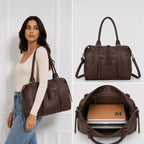Sac cabas marron BROCK GALLANTRY en simili cuir mat avec anses, bandoulière et détails zippés pour femme.