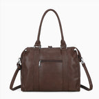 Sac cabas marronGALLANTRY en simili cuir texturé mat avec anses épaule, bandoulière et finitions dorées.