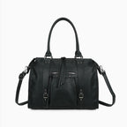 Grand sac cabas noir GALLANTRY en simili cuir mat avec anses, bandoulière et détails métalliques élégants.