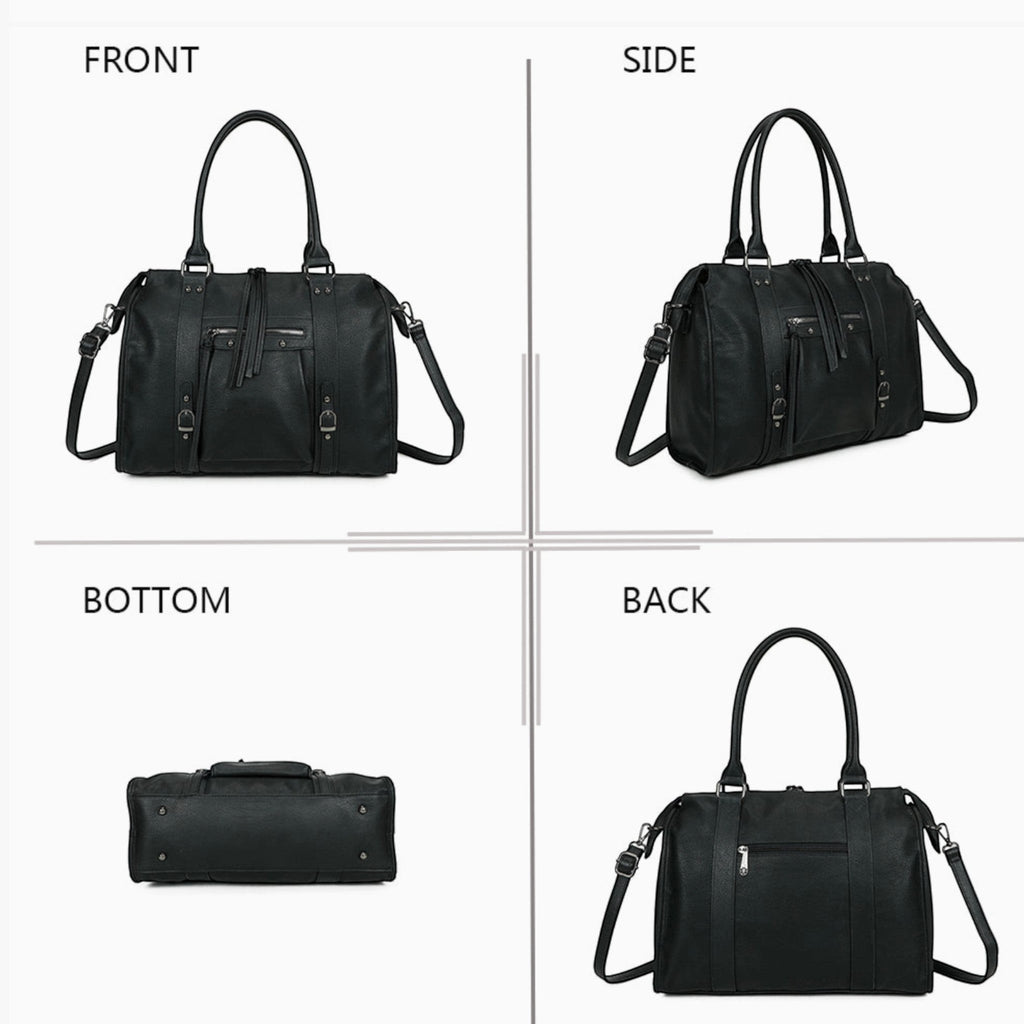 Sac cabas noirGALLANTRY en simili cuir mat avec anses, bandoulière et détails métalliques dorés.