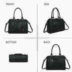 Sac cabas noirGALLANTRY en simili cuir mat avec anses, bandoulière et détails métalliques dorés.
