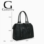 Grand sac cabas noirGALLANTRY en simili cuir mat avec poches zippées et anses pour porté épaule élégant