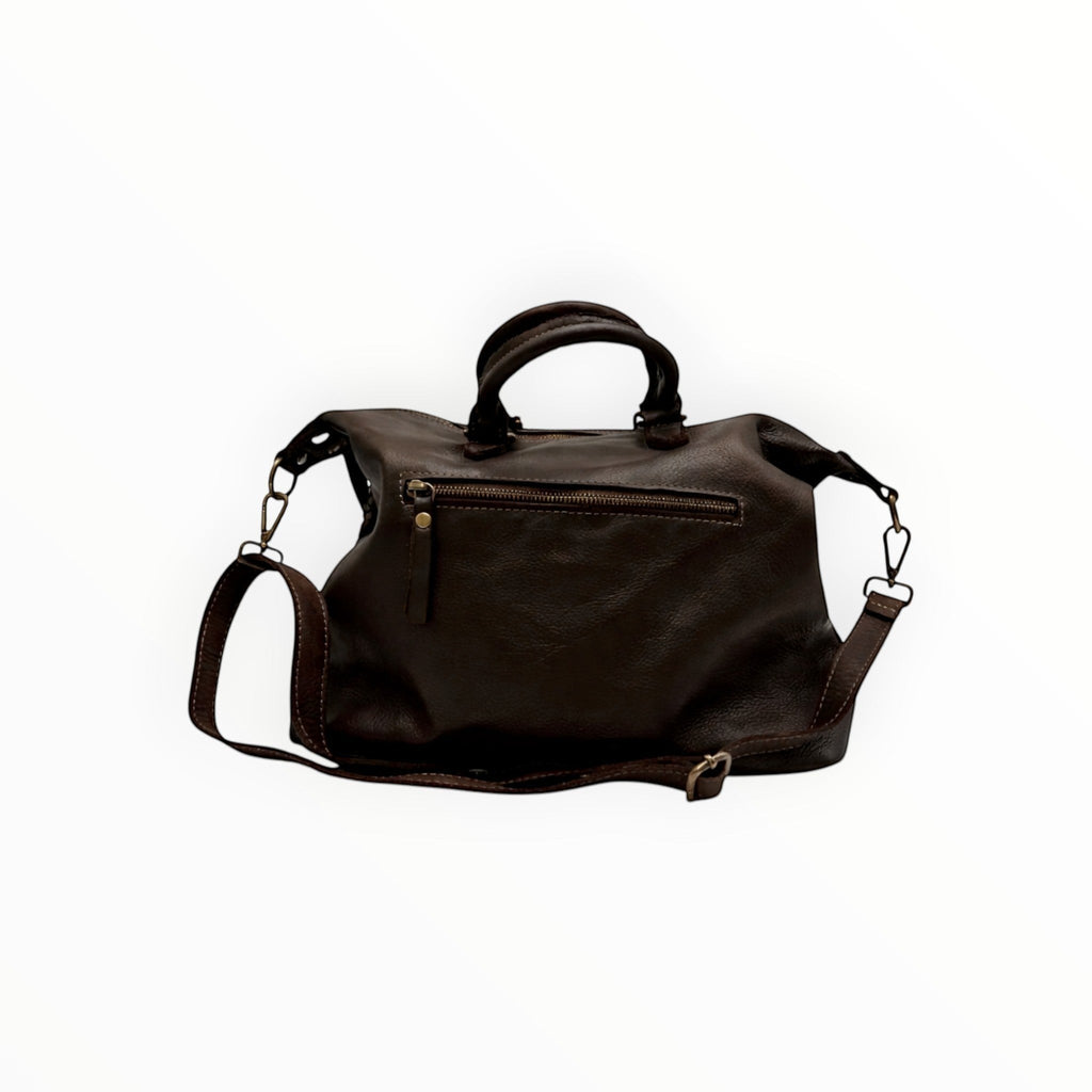 Sac LUZ LOUISA LEE en cuir de vachette tressé washed marron, fabriqué en Italie, vendu