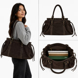 Sac de cours format A4 Cuir Suède Gilia 16 Pouces LOUISA LEE - Sacs - LOUISA LEE