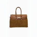 Sac à main daim et cuir véritable grand modèle SUIE VALENTINI - Sacs - SUIE VALENTINI