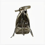 Sac à main Capucine Large LOUISA LEE en cuir irisé doré, fabrication italienne, idéal pour ordinateur portable.