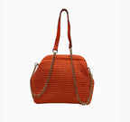 Sac Laure LOUISA LEE en raphia orange avec chaîne dorée et fermoir rétro, vendu par