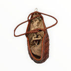 Sac shopping  LOUISA LEE en cuir marron tressé avec anses tressées et pochette intérieure beige à cordon