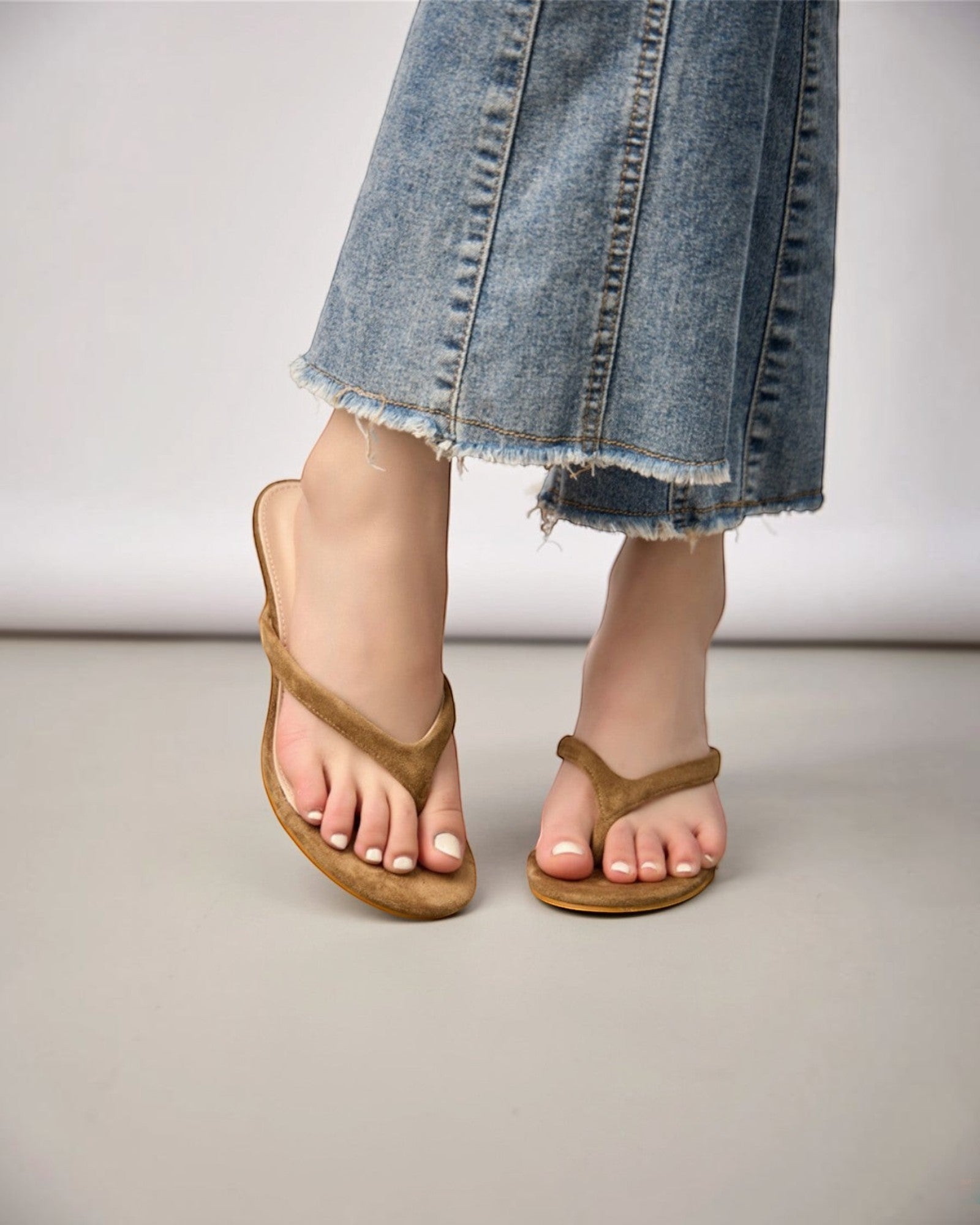 sandales marron en suède à bout ouvert et talon fin pour femme, bride entre les orteils.