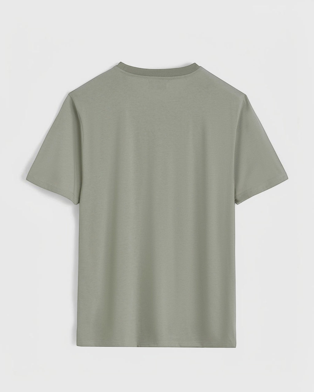 T-shirt basique FRILIVIN vert sauge, manches courtes, en coton, modal et polyester. Coupe décontractée.