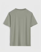 T-shirt basique FRILIVIN vert sauge, manches courtes, en coton, modal et polyester. Coupe décontractée.