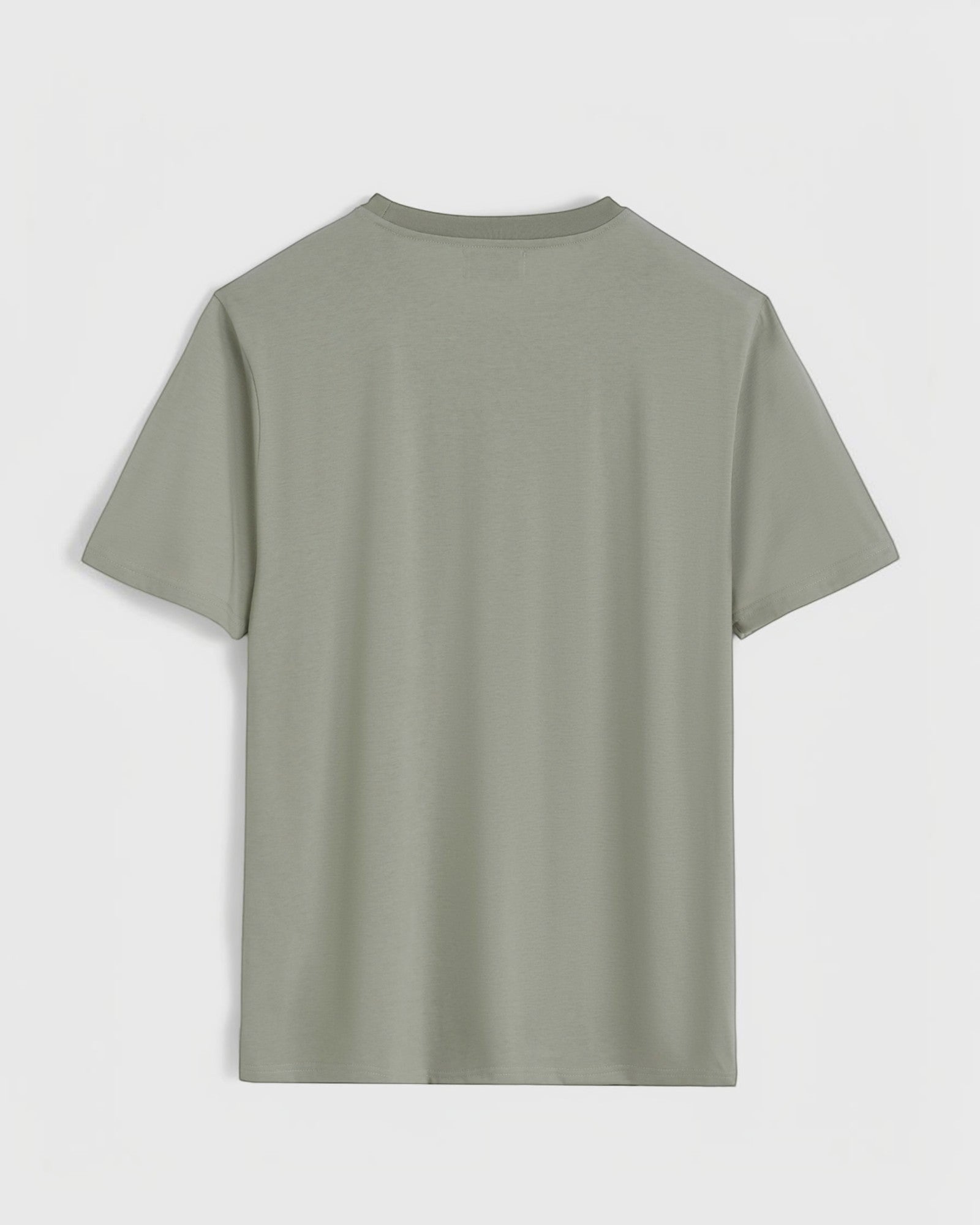 T-shirt basique FRILIVIN vert sauge, manches courtes, en coton, modal et polyester. Coupe décontractée.